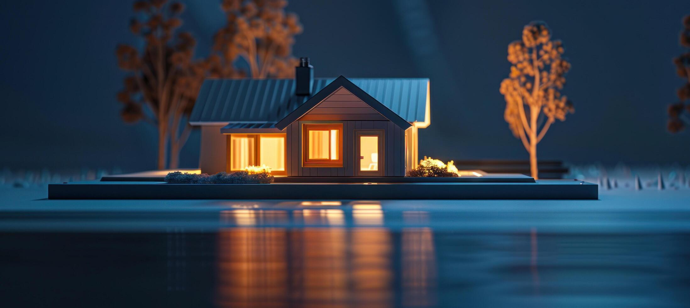 AI generated Atmospheric Model House with Illumination photo