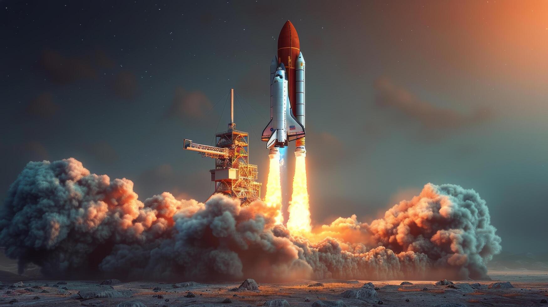 AI generated Artists Rendering of a Space Shuttle in Space photo