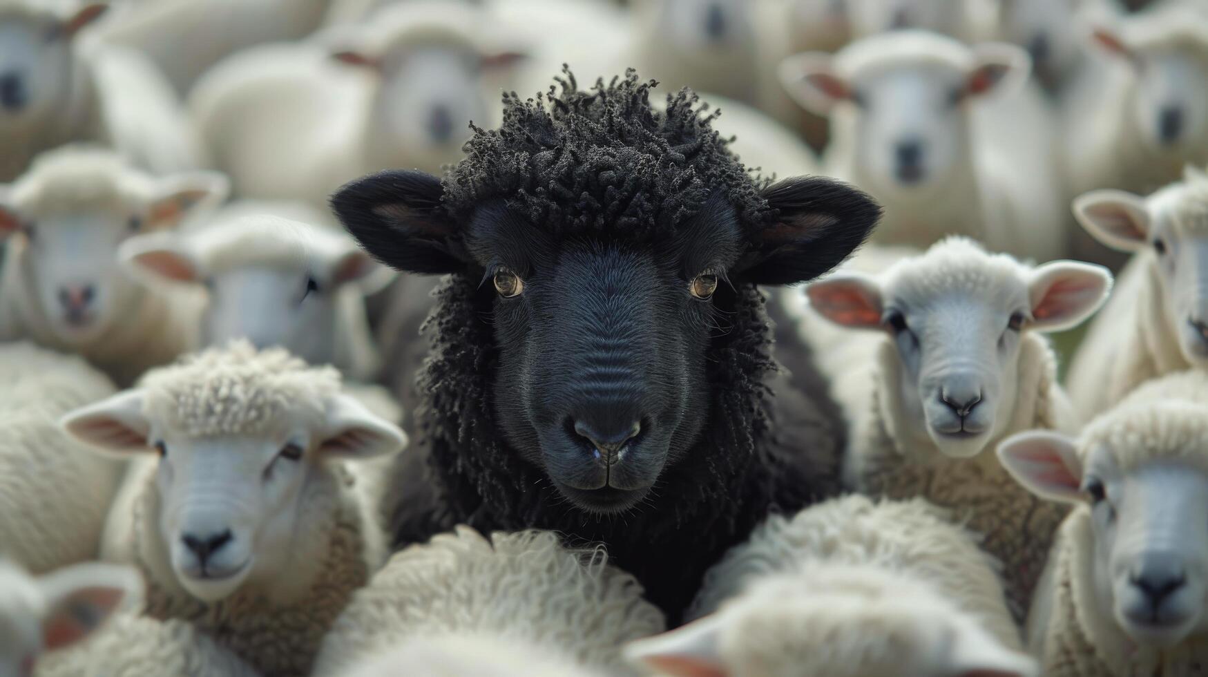 AI generated Herd of Sheep Standing Together photo