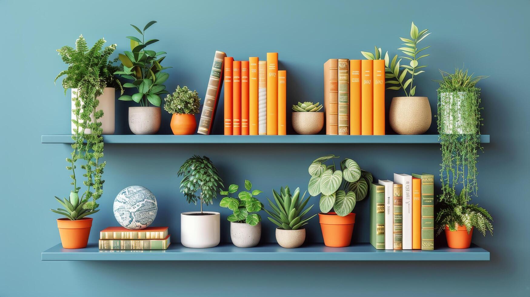 AI generated Diverse Collection of Plants on Shelf photo