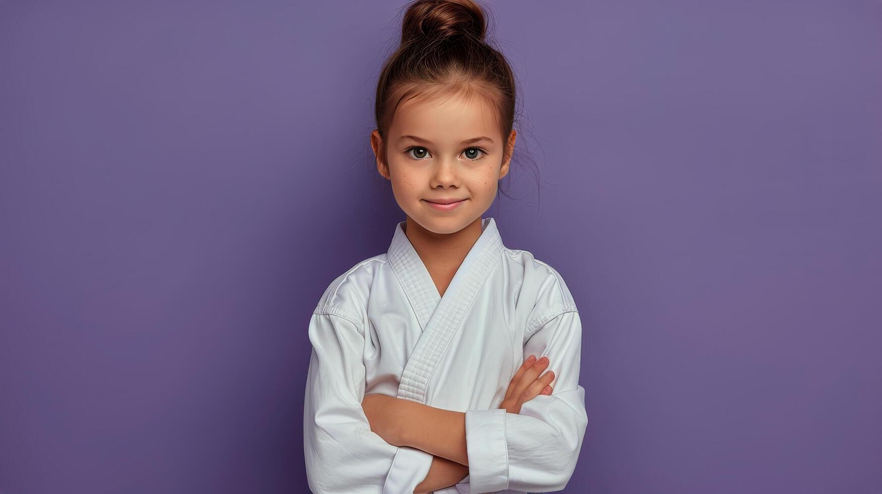 AI generated Young Girl With Long Hair Standing Cross-Armed photo