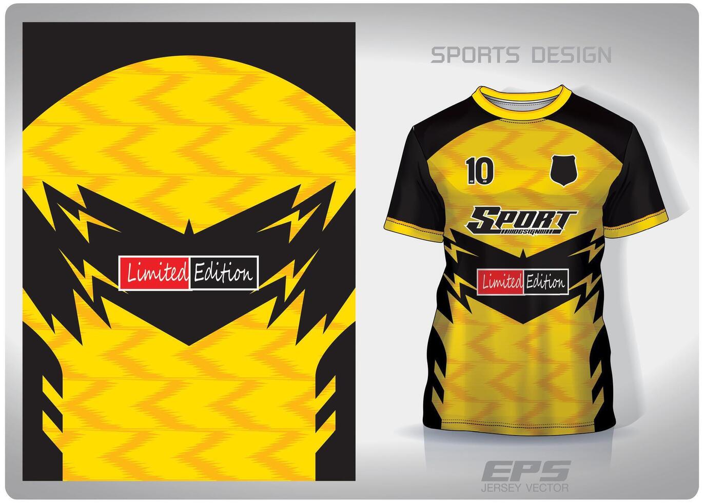 Vector sports shirt background image.yellow black zig zag lightning pattern design, illustration, textile background for sports t-shirt, football jersey shirt