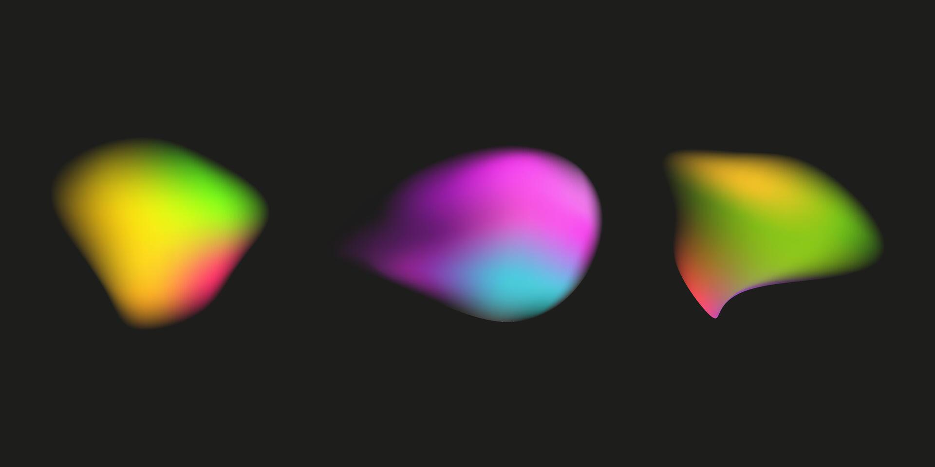 Set of abstract fluid shapes blurred gradient. vector