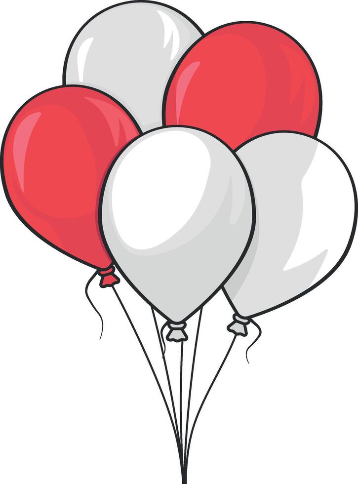 red and white balloons without background vector