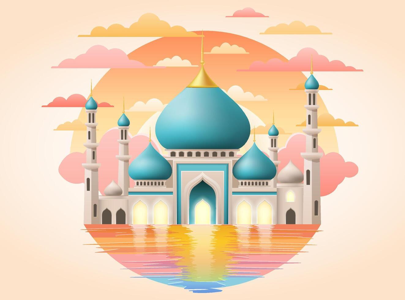 islamic mosque muslims for prayers stock vector illustration