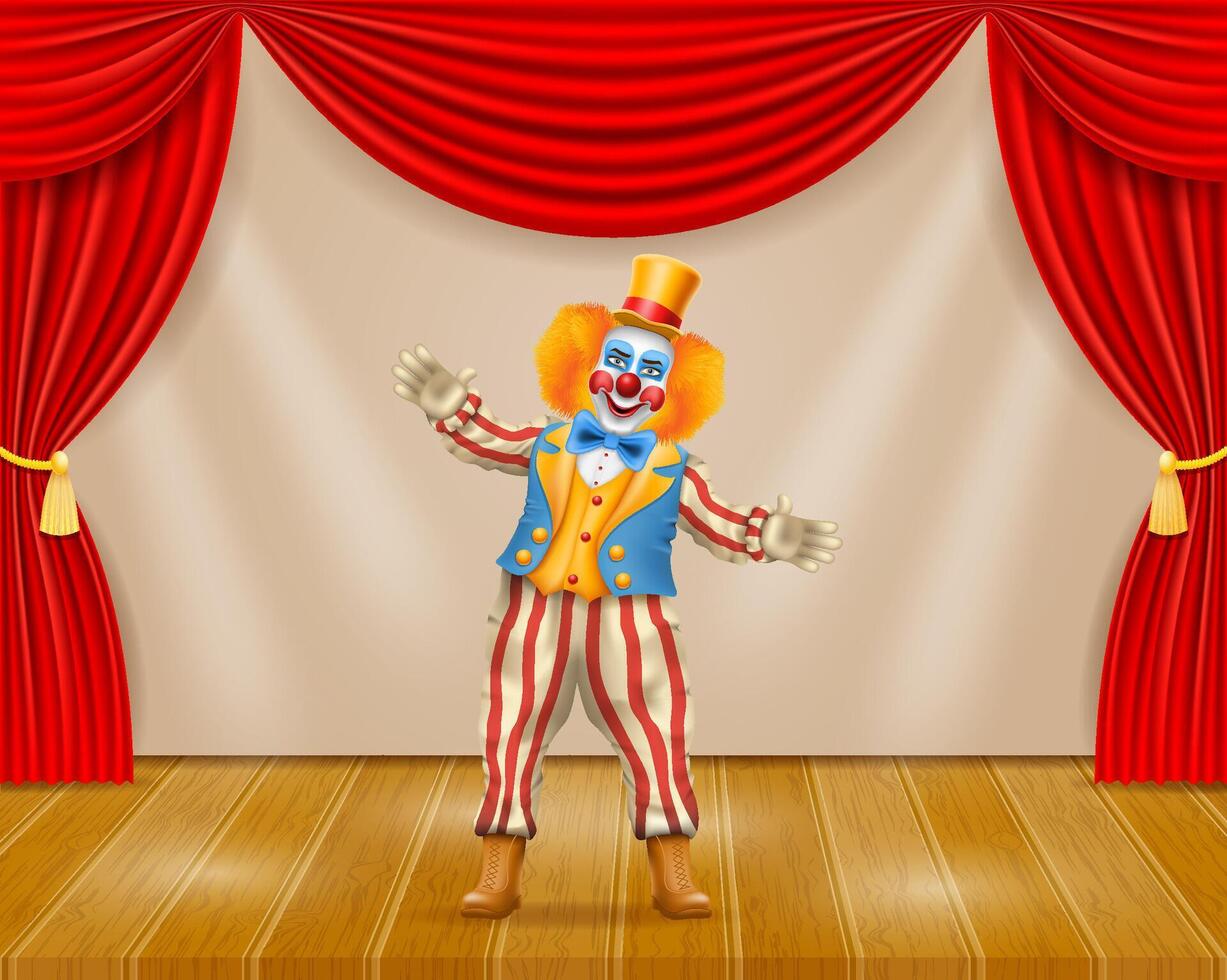 alegre payaso actor y circo personaje vector ilustración aislado en antecedentes