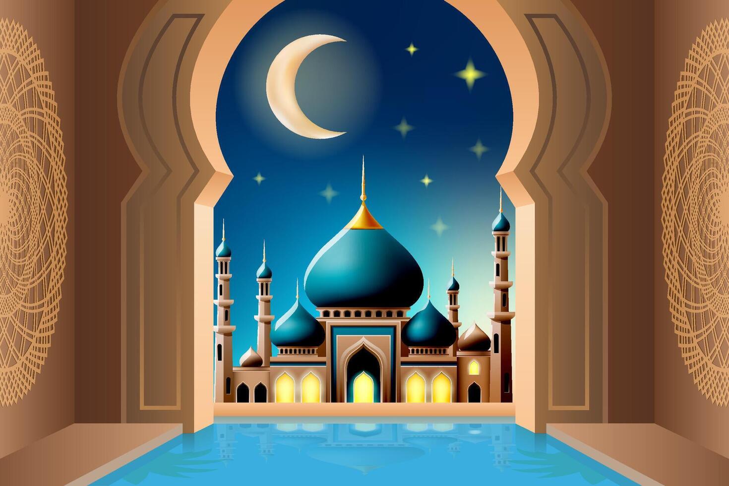 islamic mosque muslims for prayers stock vector illustration