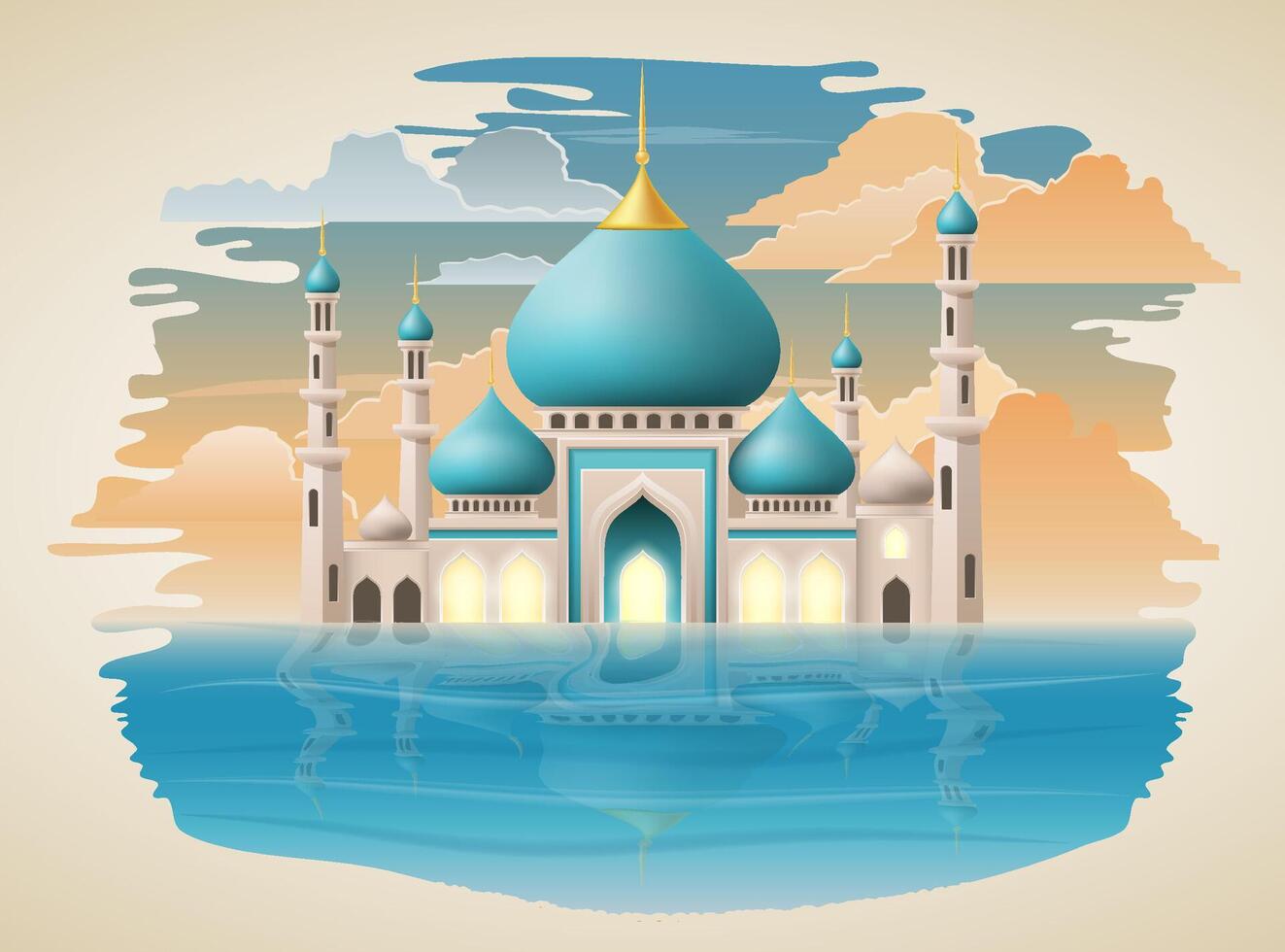 islamic mosque muslims for prayers stock vector illustration