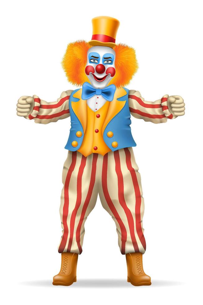 cheerful clown actor and circus character vector illustration isolated on background