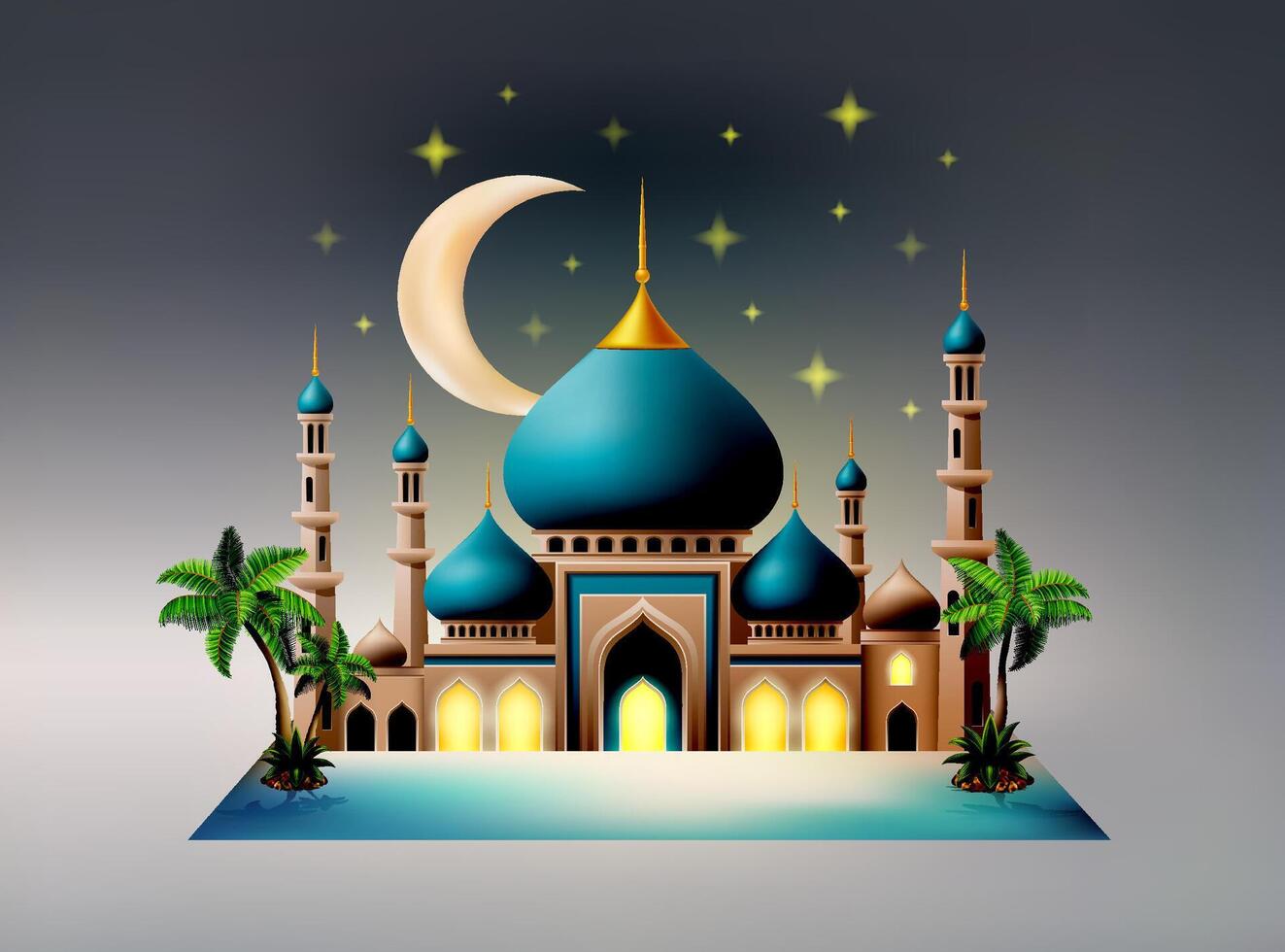 islamic mosque muslims for prayers stock vector illustration