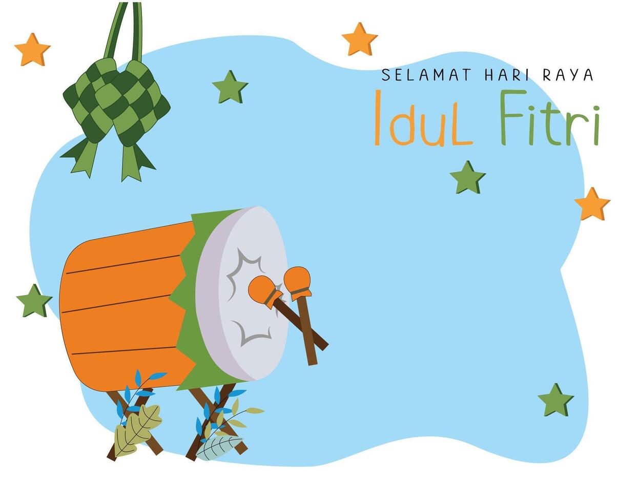 percussion or bedug in mosque for symbol celebrating happy eid al fitr mubarak vector