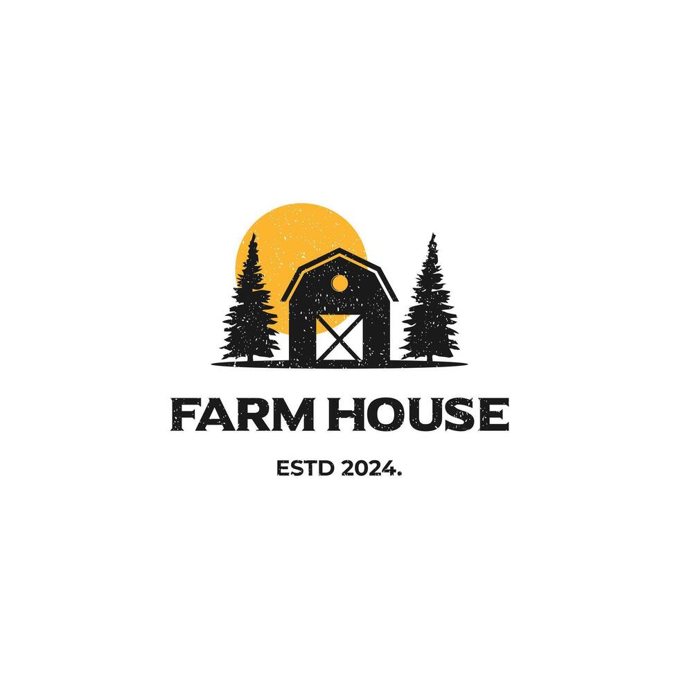 Farm house logo design retro hipster vintage vector