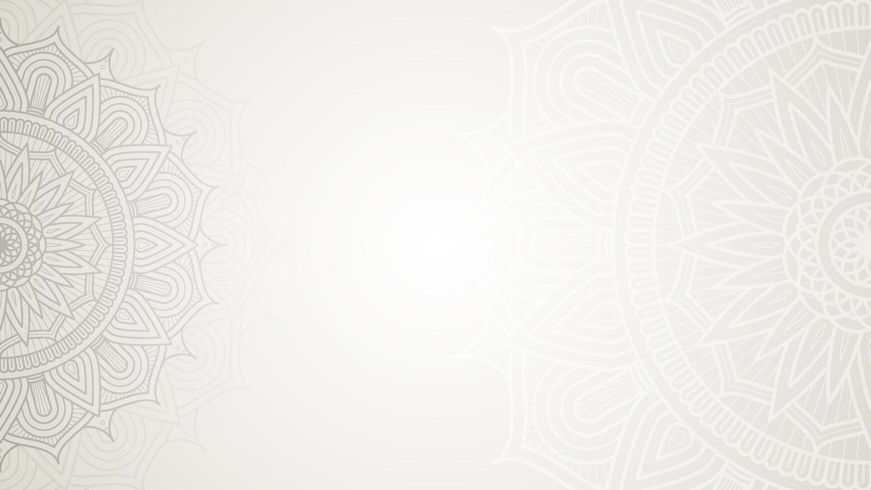 Enchanting White Intricate Floral Islamic Mandala Circles Decoration With Blank Horizontal Vector Background