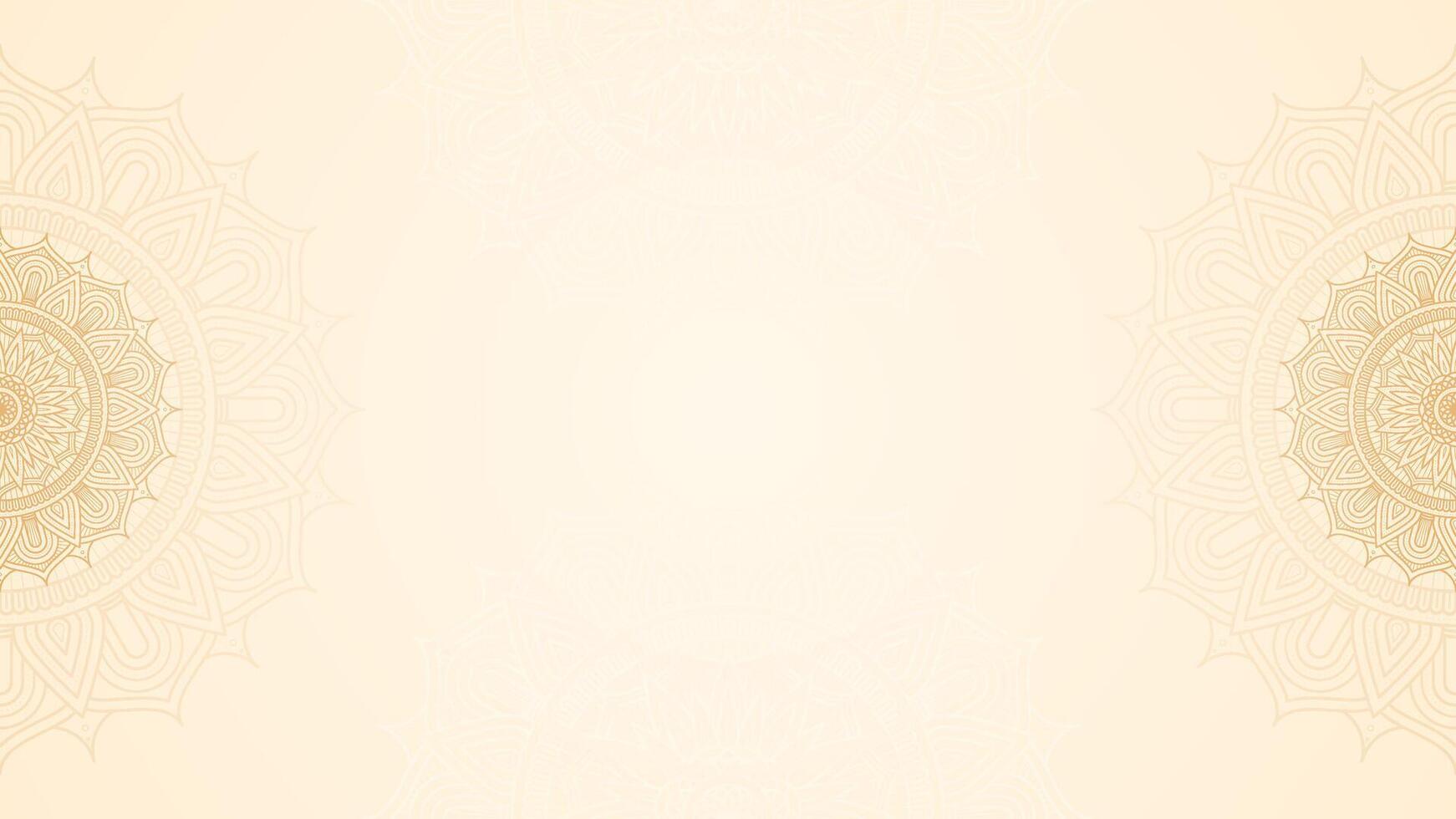 Harmony in Gold Of Elaborate Circular Geometric Mandala Art Blank Horizontal Plain Vector Background Design