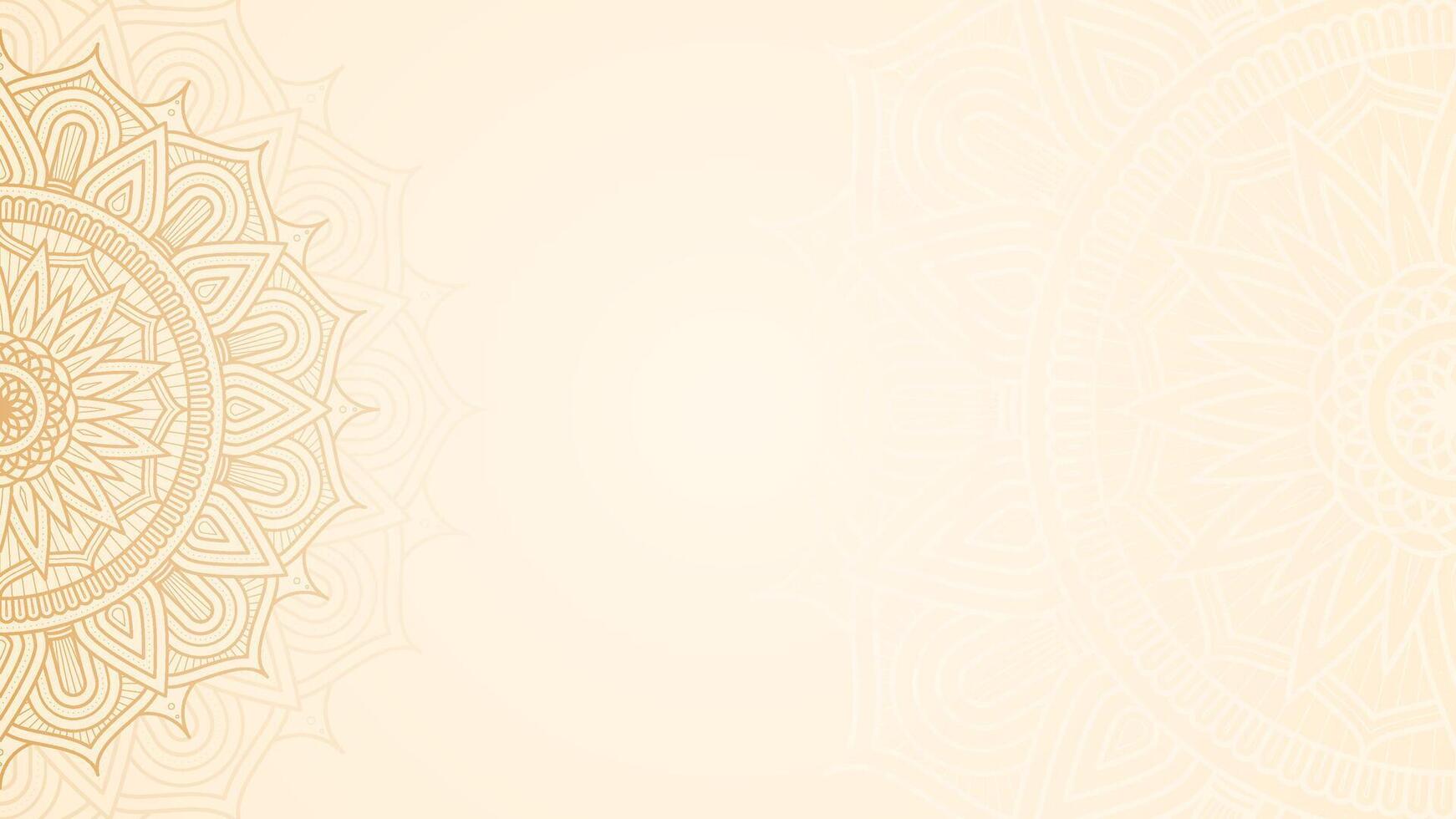 Gilded Harmony Of Intricate Line Mandala with Gold Accents Blank Horizontal Vector Background Design