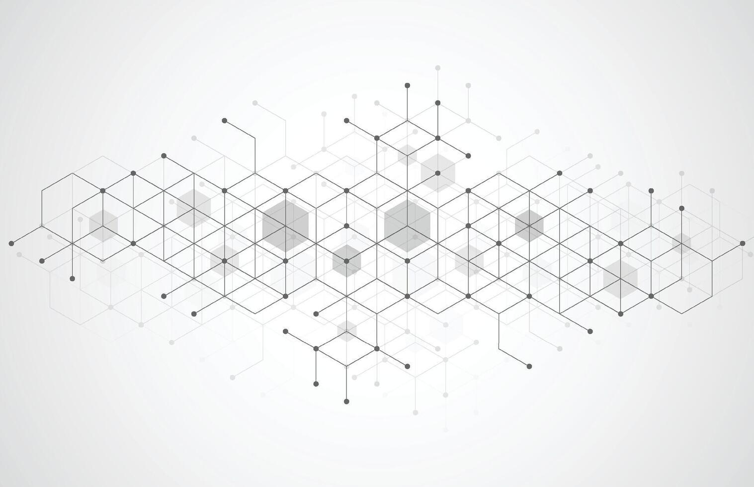 Abstract geometric boxes pattern dot line connection background. Modern technology with square mesh. Geometric on white background with lines. Cube cell. Vector illustration