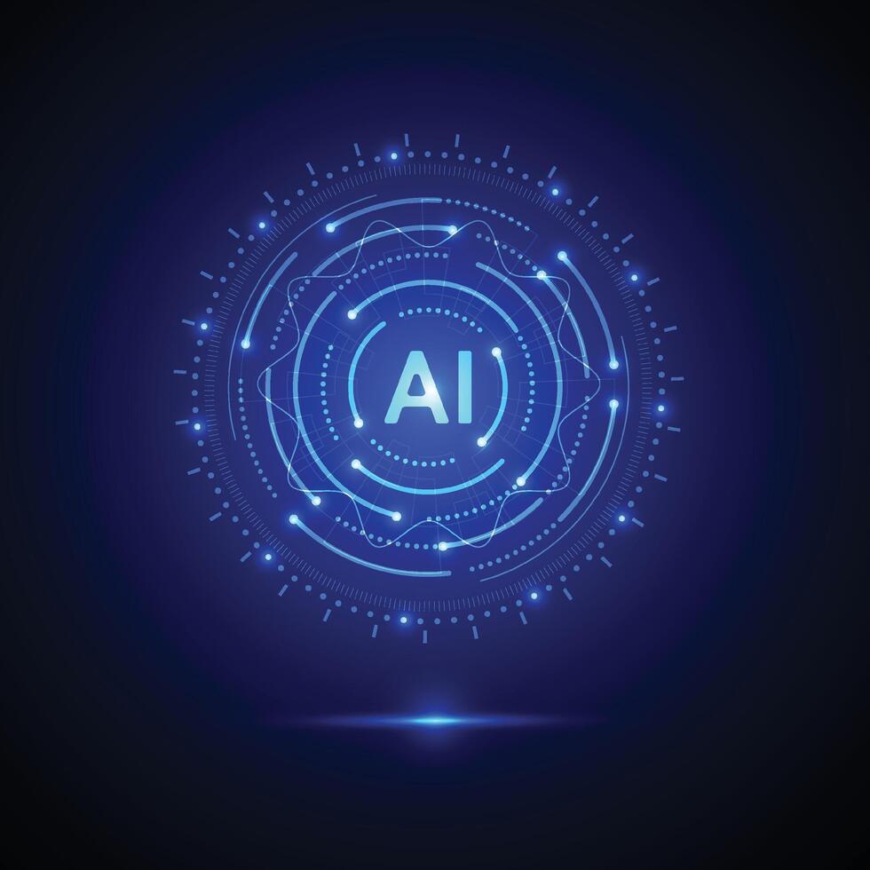 Artificial intelligence circuit line style. Machine learning design. Smart network digital technology. AI. Vector illustration