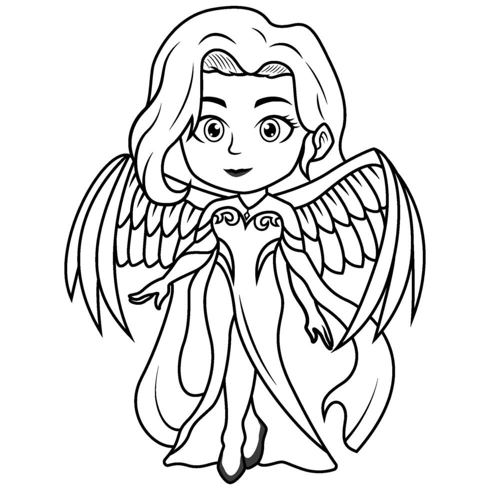 Eos god of the sun chibi mascot line art vector