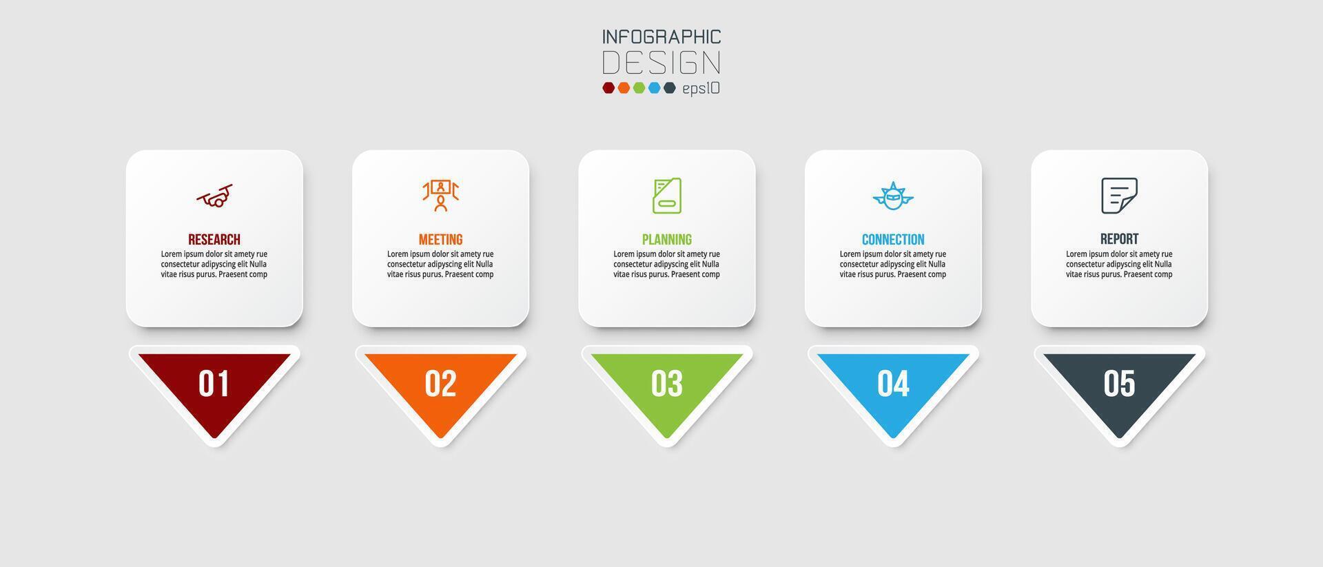 concepto de negocio de plantilla infográfica con paso. vector