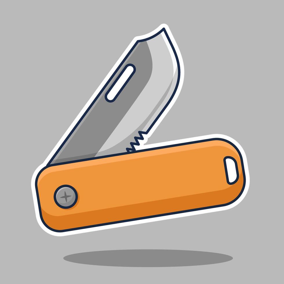 Multifunctional knife doodle illustration Multifunctional tool Flat vector illustration