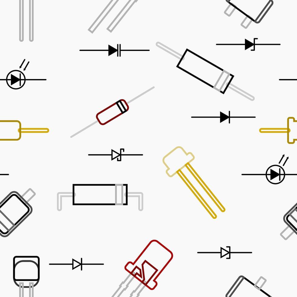Editable Vector of Outline Style Diode Illustration Symbol Seamless Pattern for Creating Electronic or Electrical Related Background and Decorative Element