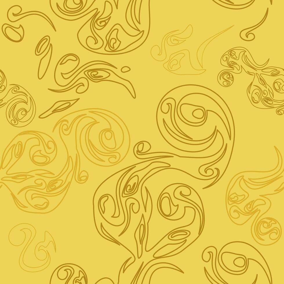 Editable Outline Style Golden Floral Motif Vector Seamless Pattern for Creating Background and Decorative Element