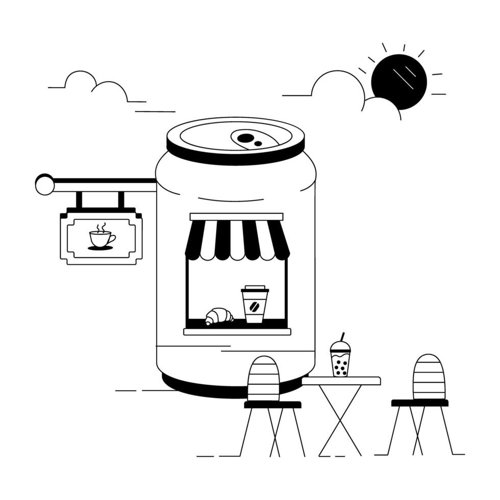 Espresso Cafe Linear Illustrations vector