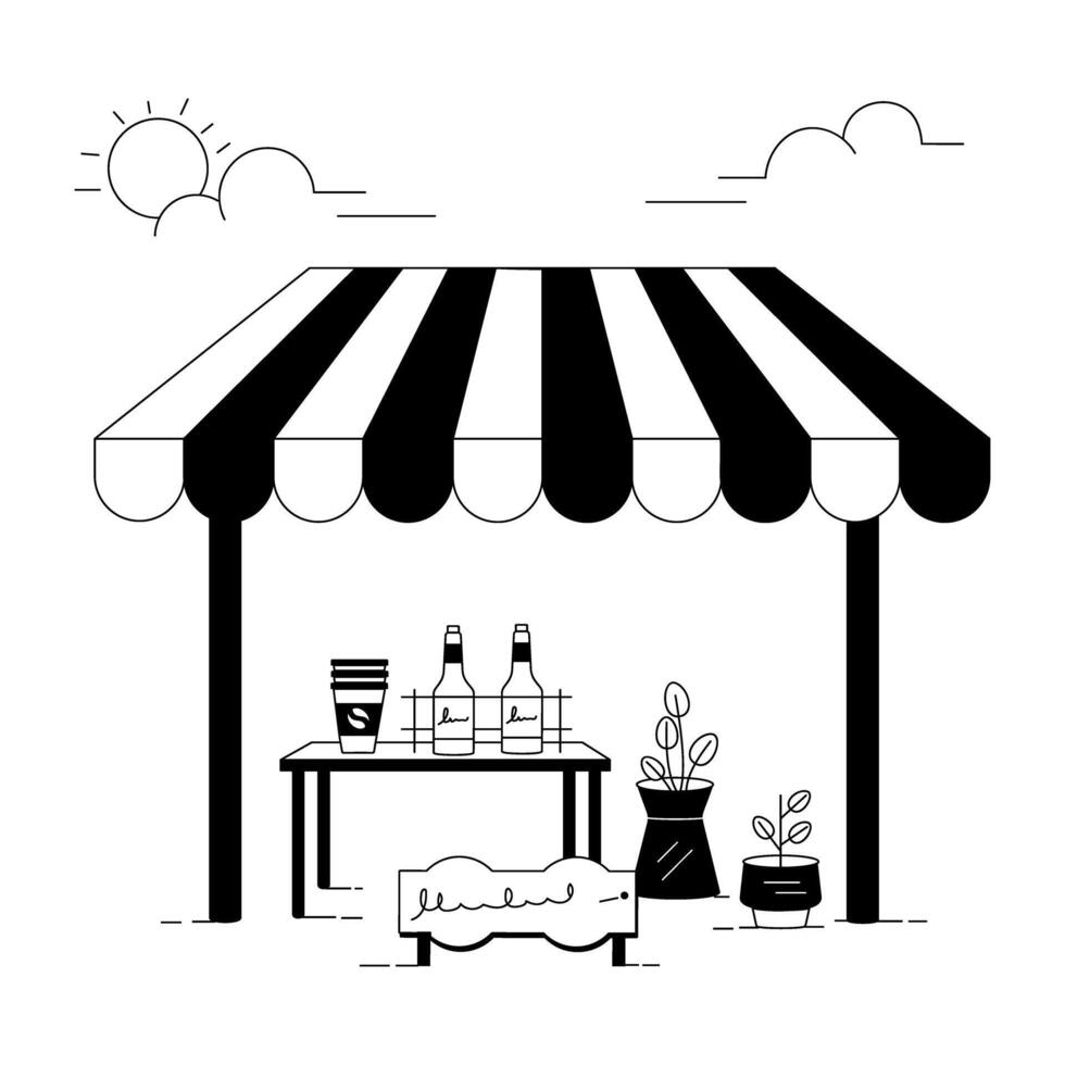 Coffee Cafe Linear Illustrations vector
