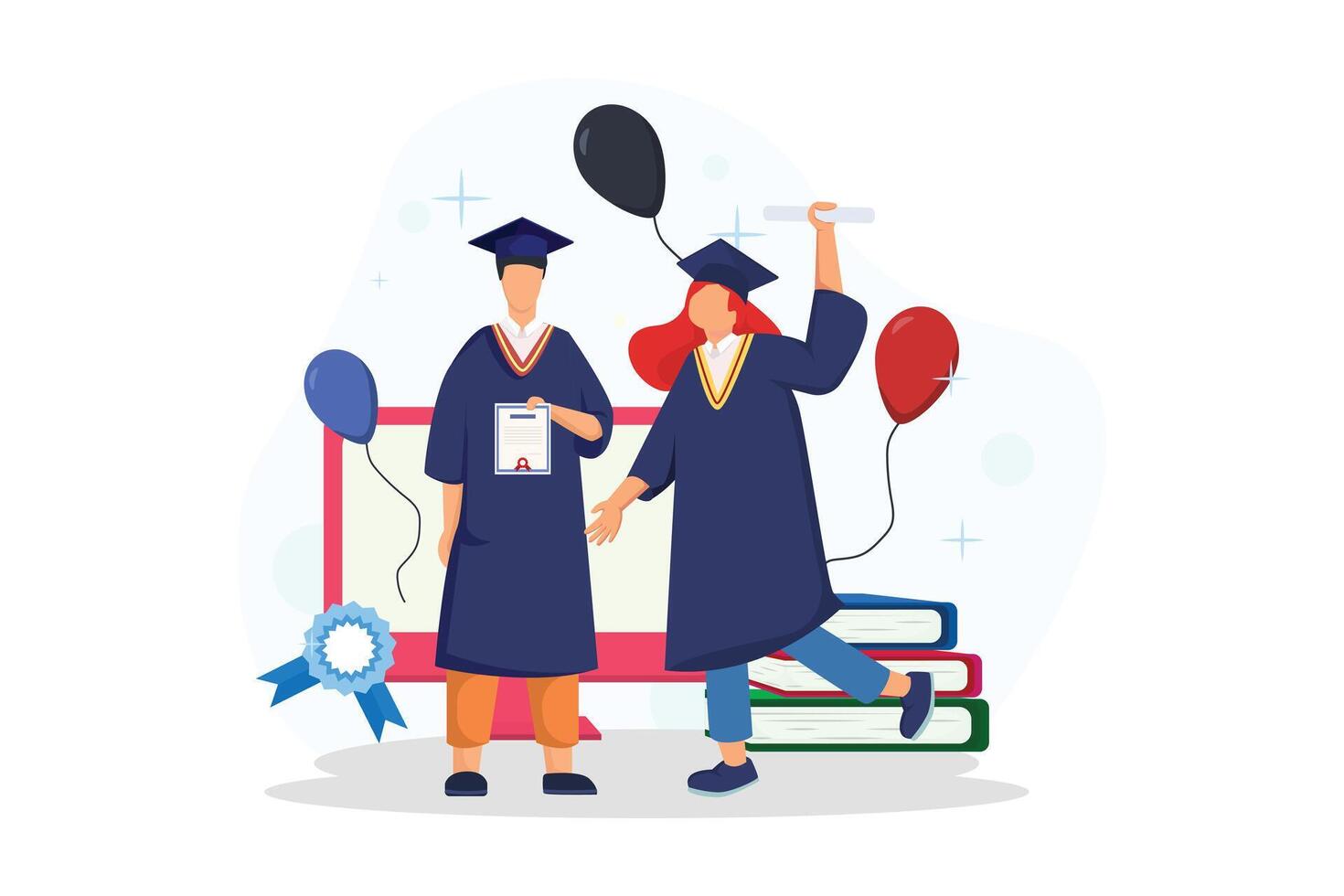 Graduation Day Flat Illustration Design vector