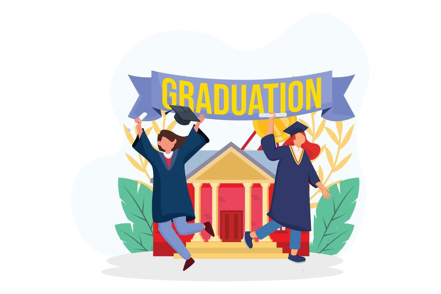 Graduation Day Flat Illustration Design vector