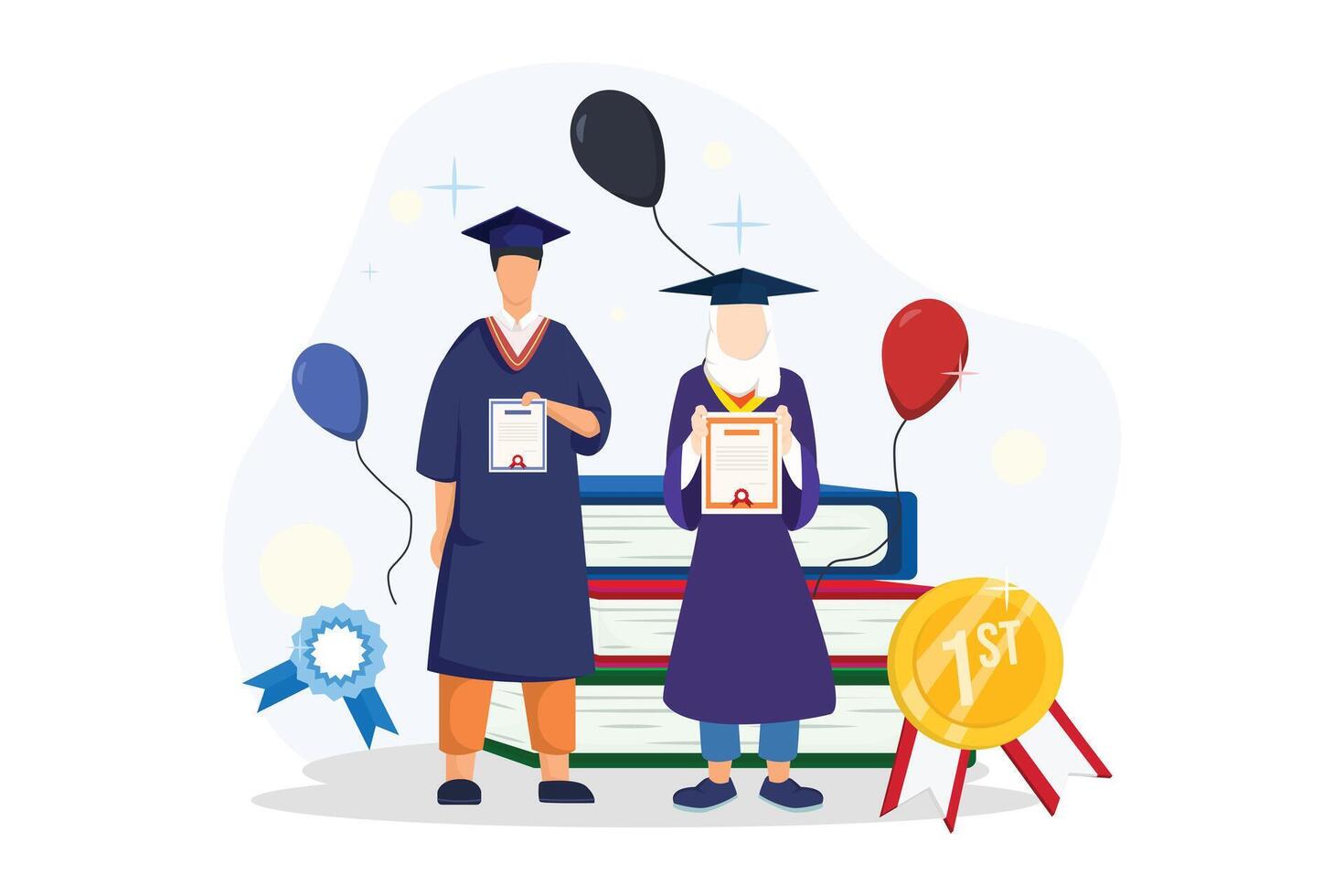 Graduation Day Flat Illustration Design vector