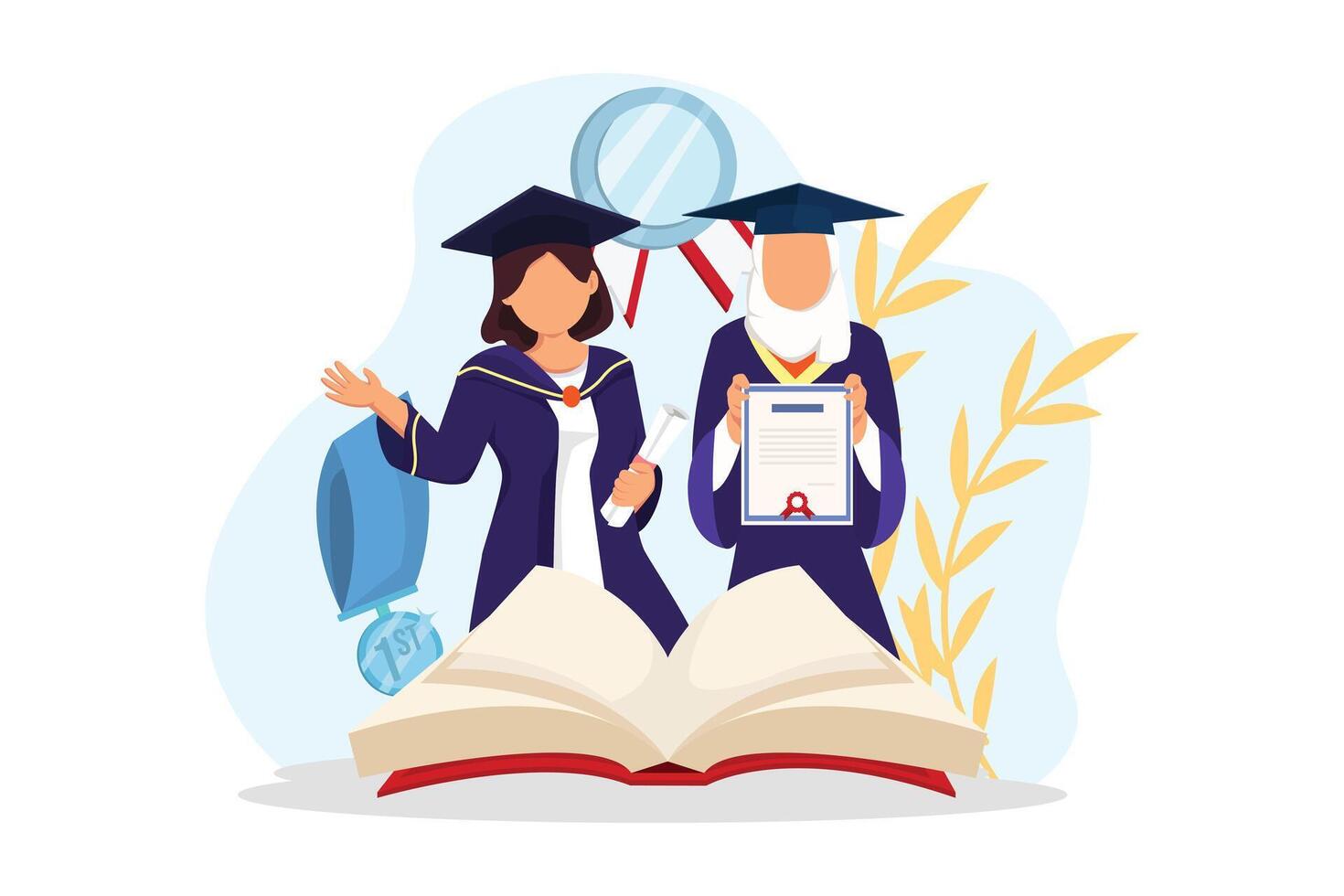Graduation Day Flat Illustration Design vector
