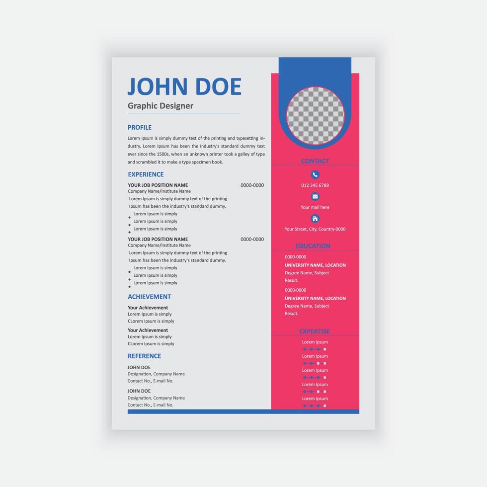 Modern creative colorful resume cv pro vector illustration