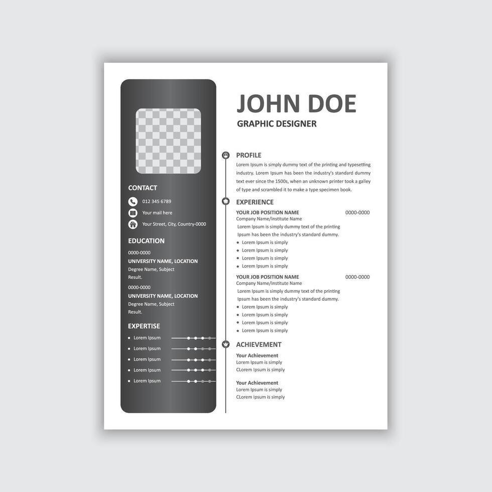 Modern creative colorful resume  cv vector illustration