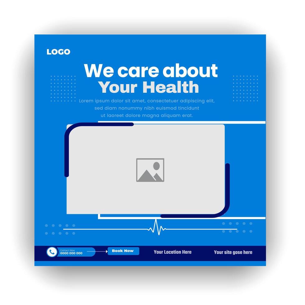 Professional medical healthcare service social media post template design vector