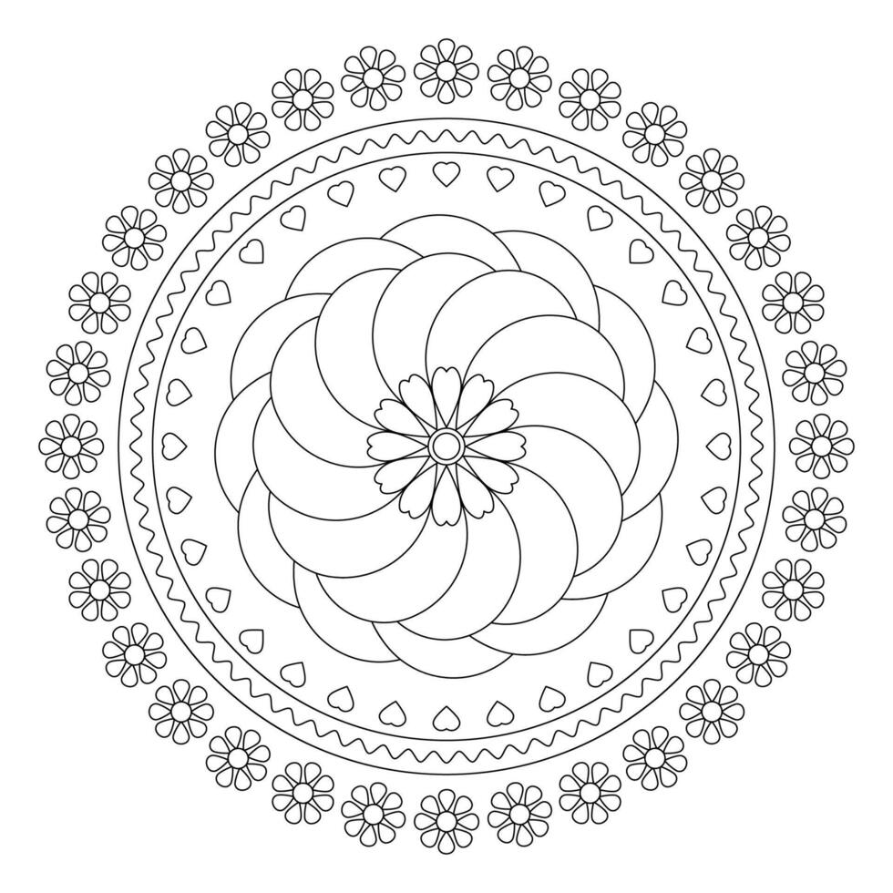 Round Symmetrical Floral Ornament vector