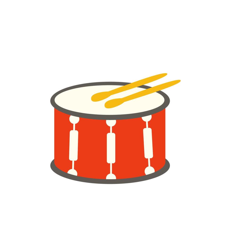 Vector illustration of drum isolated on white background.