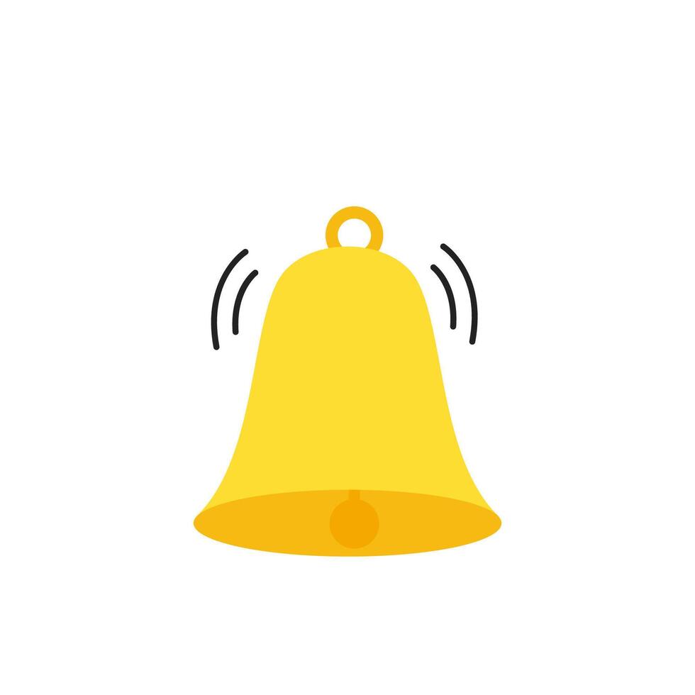 Vector illustration of yellow bell isolated on white background.
