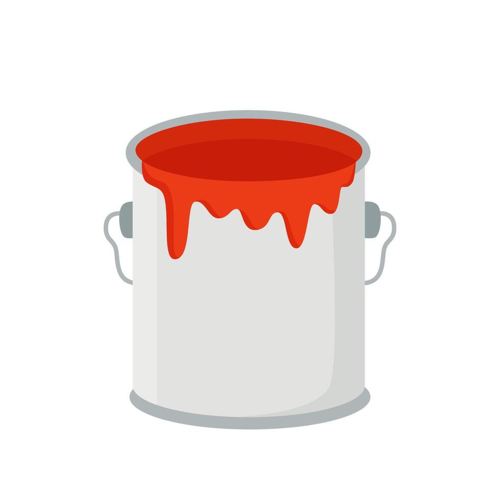 Vector illustration of red paint can isolated on white background.