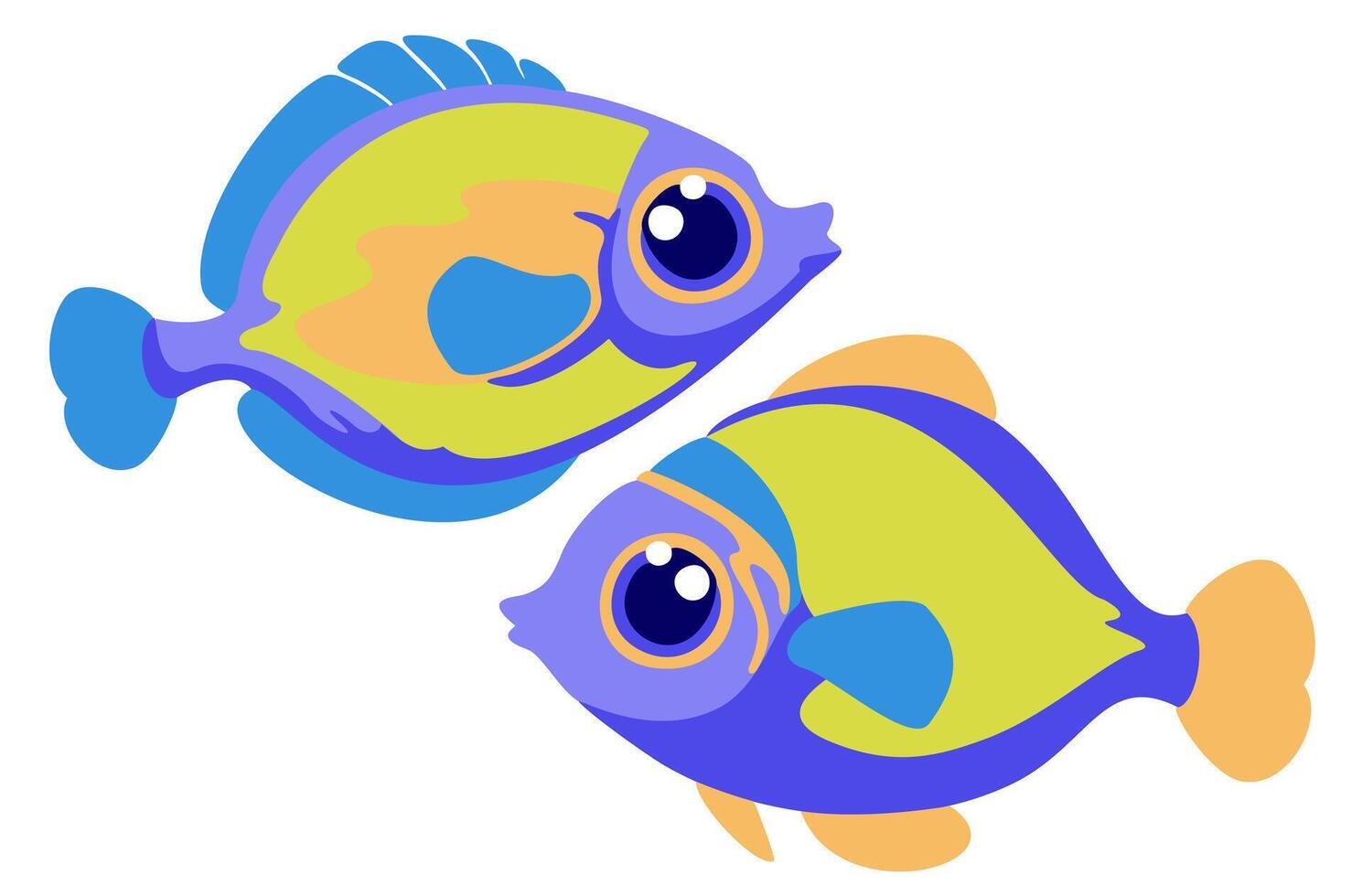 Bright cute fishes. Vector isolated illustration