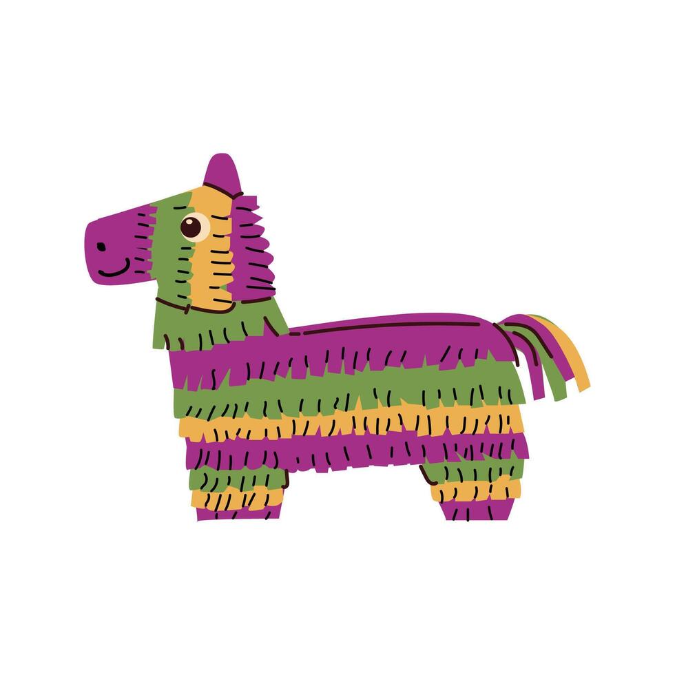 Mexican horse pinata icon for party in flat style vector