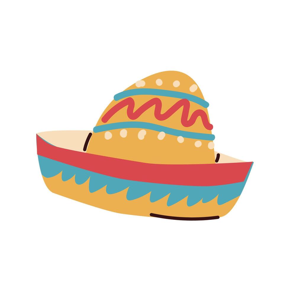 Sombrero mexican hat illustration. Traditional Mexican costume element isolated vector