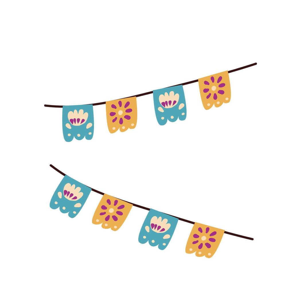 Mexican bunting for celebration design vector