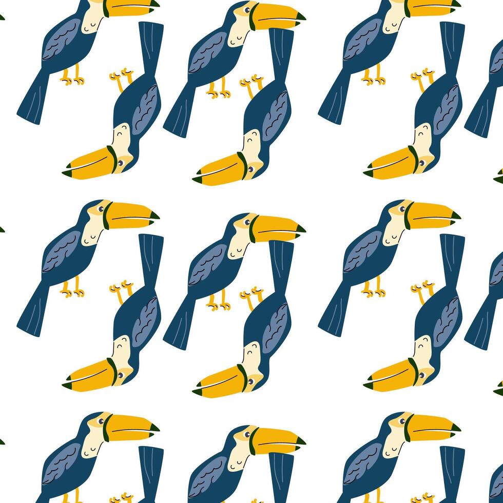 Summer tropical bird toucan animal seamless pattern vector