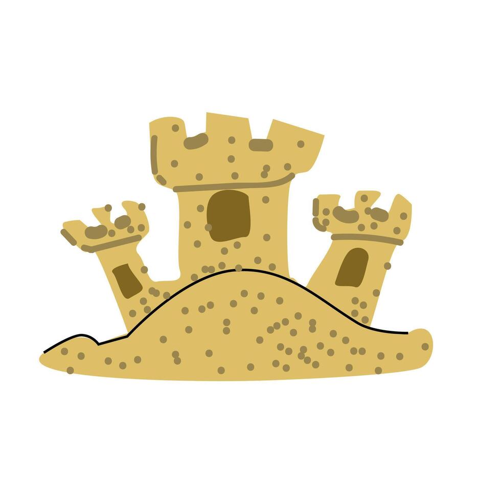 Sandcastle illustration icon in flat style vector