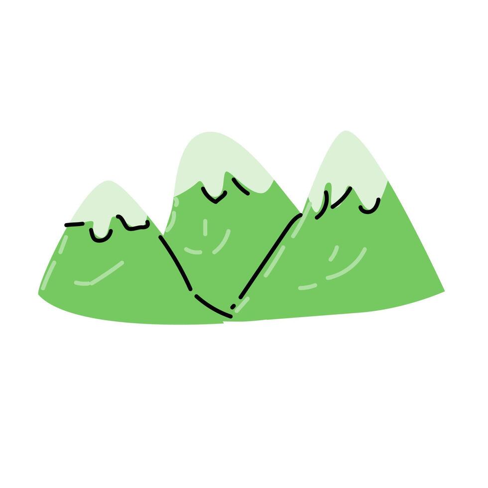 mano dibujado verano montaña colina - vector ilustración aislado