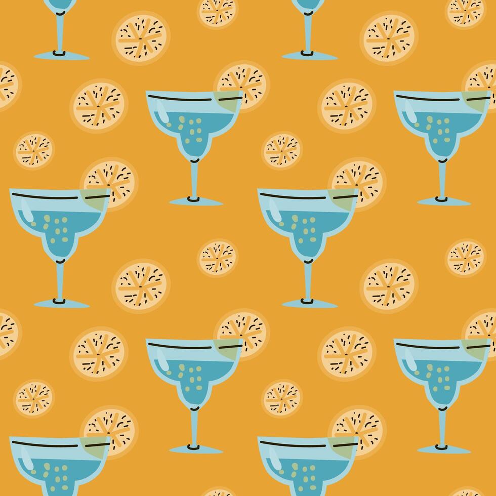 hand drawn mexican tequila - summer drink seamless pattern vector