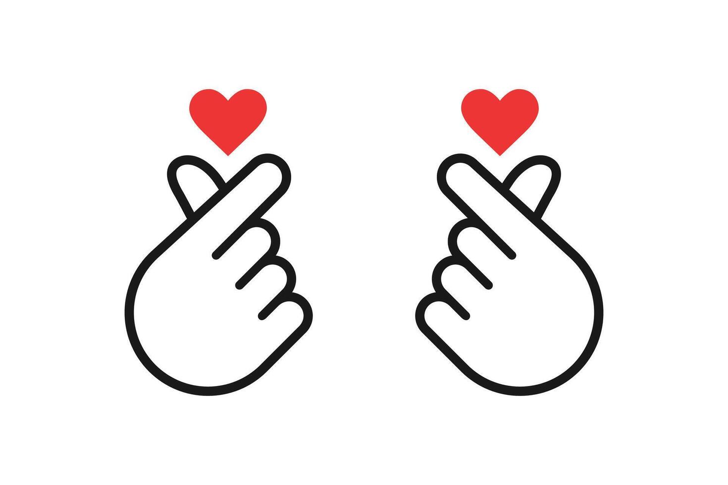 Finger heart icon. Korean love sign. Hand with love icon vector illustration