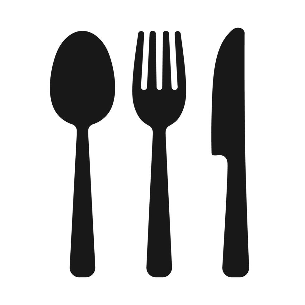 conjunto de tenedor cuchara y cuchillo icono vector. cuchillería icono colocar. vector