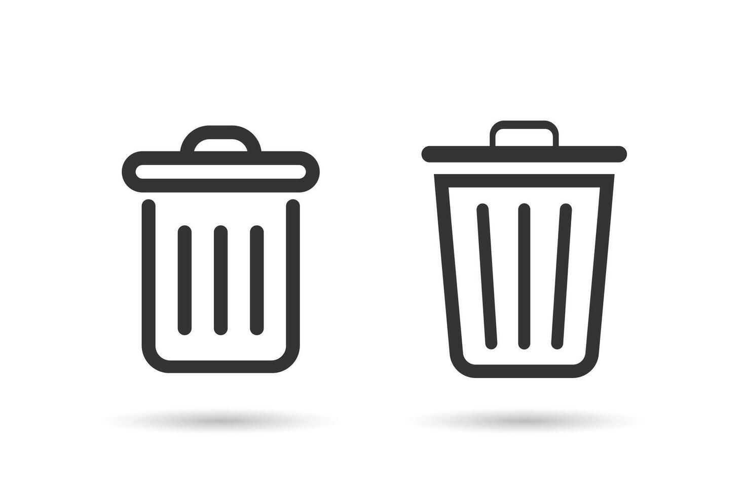 Trash bin icons. Trash can vector icon set. Delete symbols.